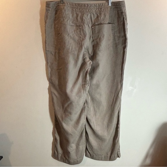 INTERNATIONAL CONCEPTS Sz 14 Pants 100% Linen Zipper Drawstring Diamanté Button - Picture 5 of 6